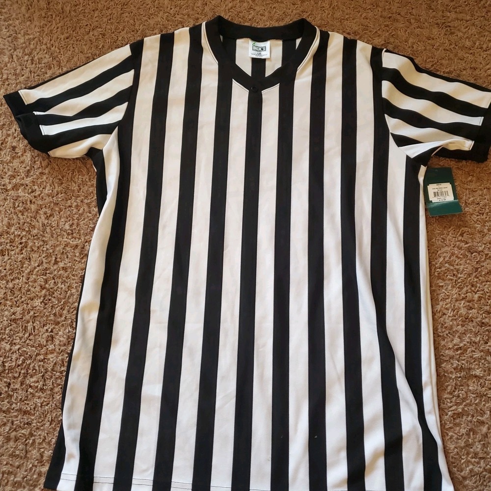Dick's Men's L‎ Referee T-Shirt Striped V-Neck Black White New With Tags